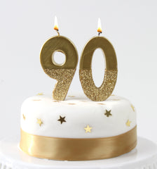 Gold Glitter Birthday Number Candle - 9