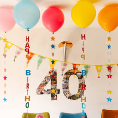 Colourful Birthday Balloons with Star and Happy Birthday Tails - 5 Pack: