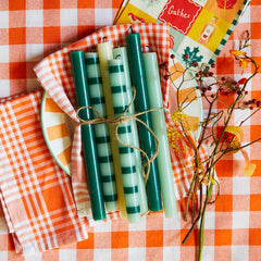 Orange & White Fabric Gingham Tablecloth