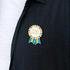 Colourful Enamel "Happy Birthday" Badge