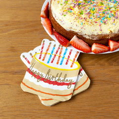 Birthday Cake Shaped Paper Napkins - 20 Pack