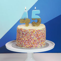 Blue & Gold Glitter Birthday Number Candle - 4