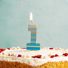 Blue & Gold Birthday Number Candle - 1