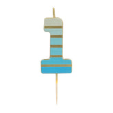 Blue & Gold Birthday Number Candle - 1
