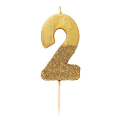 Gold Glitter Birthday Number Candle - 2