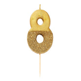 Gold Glitter Birthday Number Candle - 8