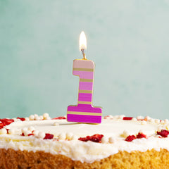 Pink & Gold Birthday Number Candle - 1