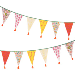 Orange & Pink Paisley Fabric Birthday Banner Bunting - 3m