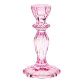 Pink Glass Candlestick Holder