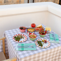 Grey & White Gingham Fabric Tablecloth