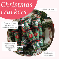 Folklore Green Mini Christmas Crackers - 8 Pack