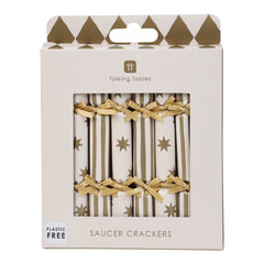 Gold Christmas Saucer Crackers - 8 Pack