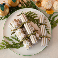 Gold Harlequin Mini Christmas Crackers - 6 Pack