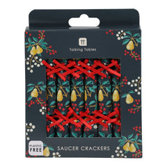 Partridge & Pear Christmas Saucer Crackers - 8 Pack