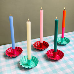 Pink Scalloped Metal Dinner Candle Holder