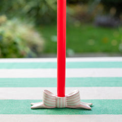 Hand-Painted Pink Bow Ceramic Candle Holder