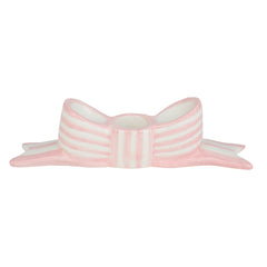 Hand-Painted Pink Bow Ceramic Candle Holder