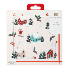 Fun Santa Skiing Christmas Paper Napkins – 20 Pack