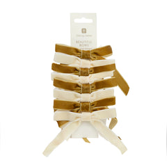 Gold & Cream Velvet Bows - 8 Pack