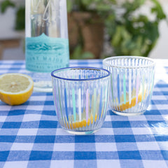 Blue & White Gingham Fabric Tablecloth