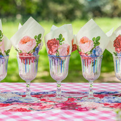 Blue & White Stripe Wine Glasses - 6 Pack