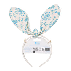 Blue & White Fabric Bunny Ears Headband