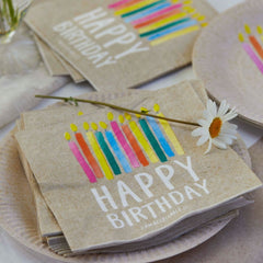 Happy Birthday Candles Paper Napkins - 20 Pack