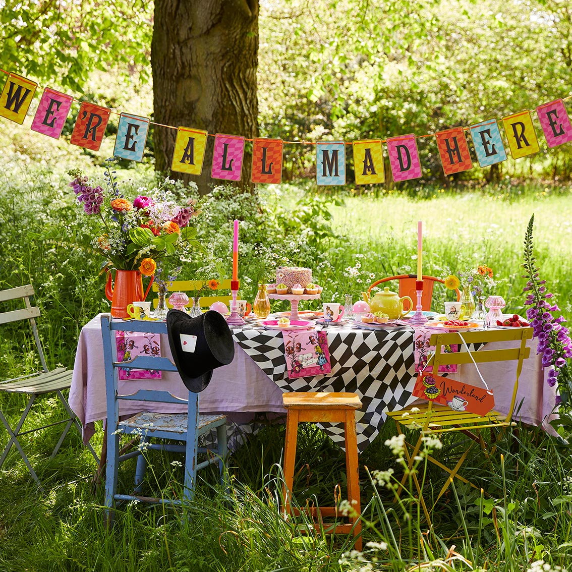 Alice in Wonderland Double Sided Party Bunting - 3m