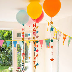 Colourful Birthday Balloons with Star and Happy Birthday Tails - 5 Pack: