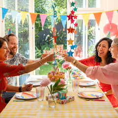 Bright Striped Multi-Coloured Wine Glasses - 6 Pack