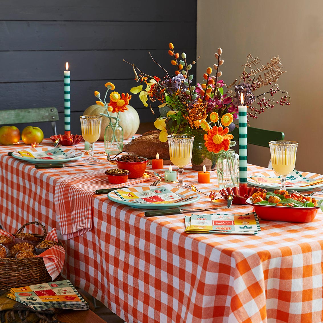 Green Stripe Dinner Candle