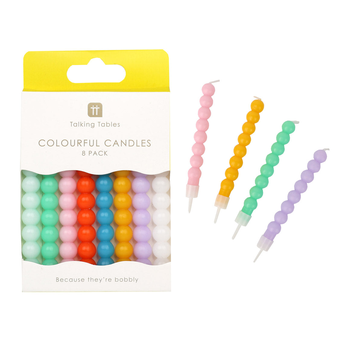 Colourful Bobble Birthday Candles - 8 Pack