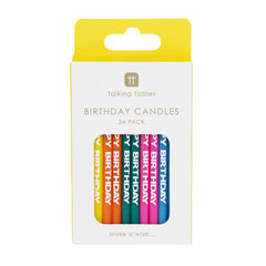 Multi-Coloured Happy Birthday Candles - 24 Pack