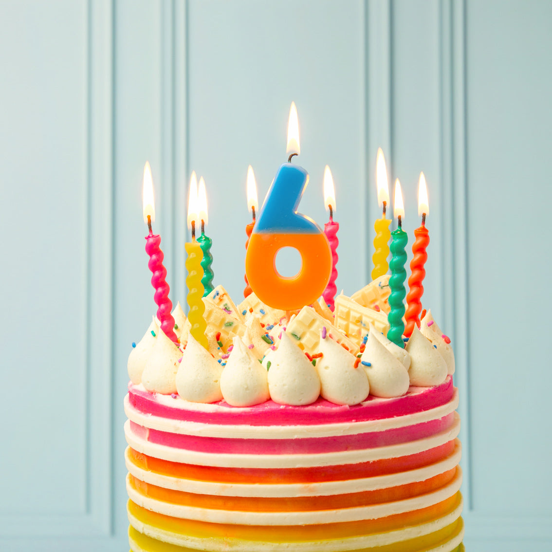 Colourful Bright Twirl Birthday Candles - 8 Pack