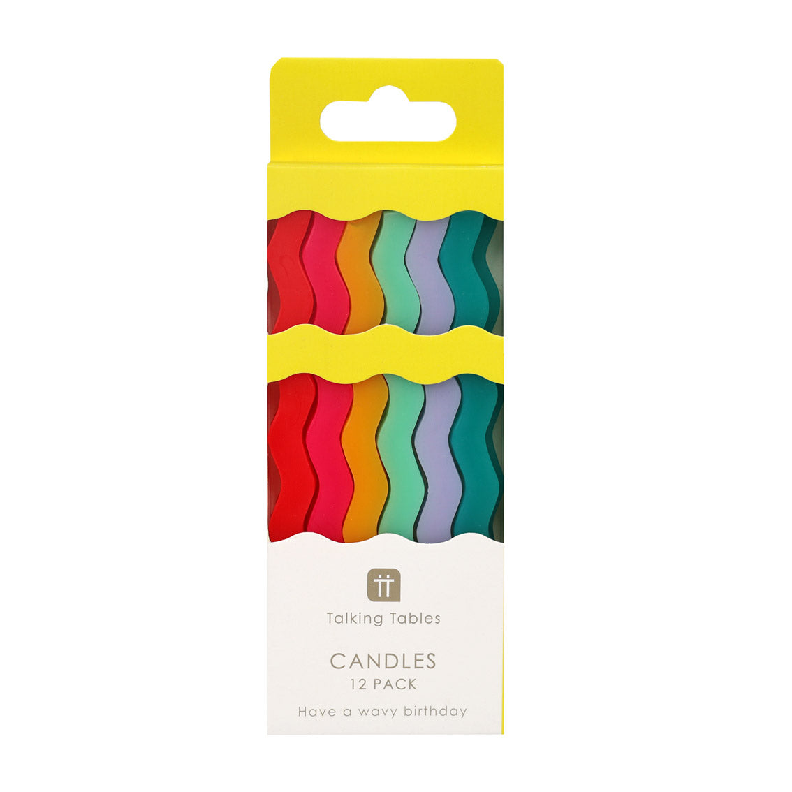 Colourful Tall Wavy Happy Birthday Candles - 12 Pack: