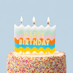 Colourful Large Wavy Happy Birthday Candle