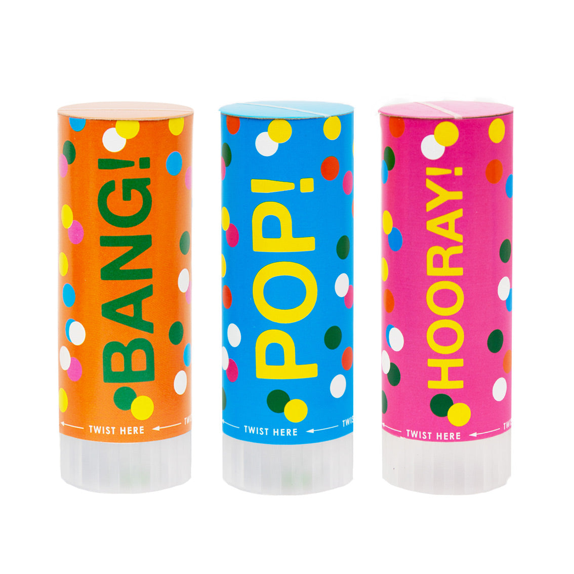 Mini Rainbow Confetti Cannons - 3 Pack