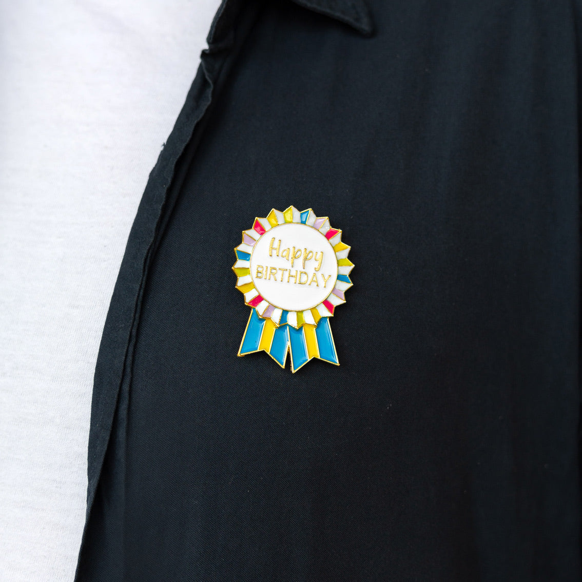 Colourful Enamel "Happy Birthday" Badge