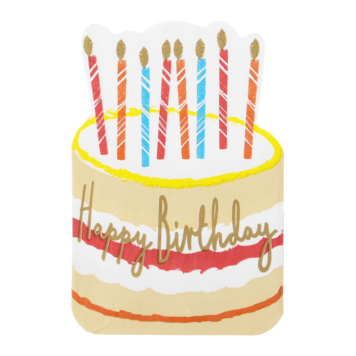 Birthday Cake Shaped Paper Napkins - 20 Pack