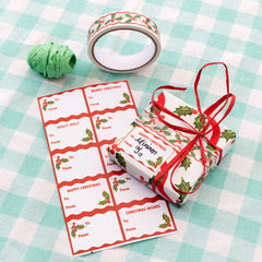 Holly Christmas Paper Gift Tape - 20m