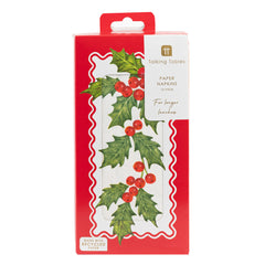 Holly Long Lunch Paper Napkins - 16 Pack