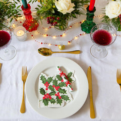 Holly Shaped Paper Napkins - 20 Pack