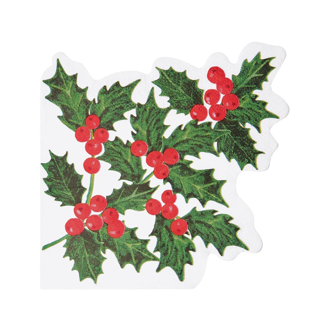 Holly Shaped Paper Napkins - 20 Pack