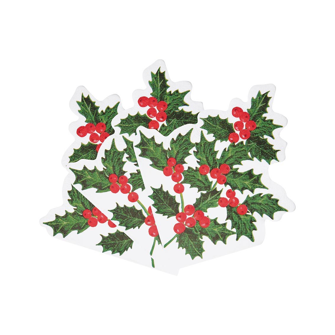 Holly Shaped Paper Napkins - 20 Pack