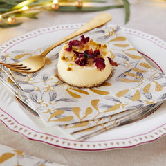 Gold Mistletoe Christmas Paper Napkins - 20 Pack