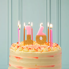 Pink & Gold Glitter Birthday Number Candle - 1