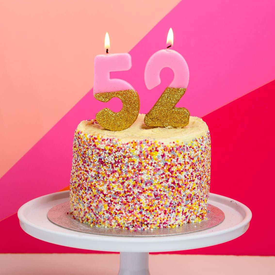 Pink & Gold Glitter Birthday Number Candle - 2