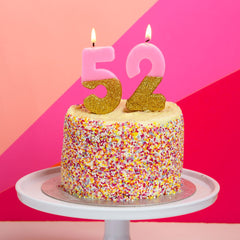 Pink & Gold Glitter Birthday Number Candle - 2