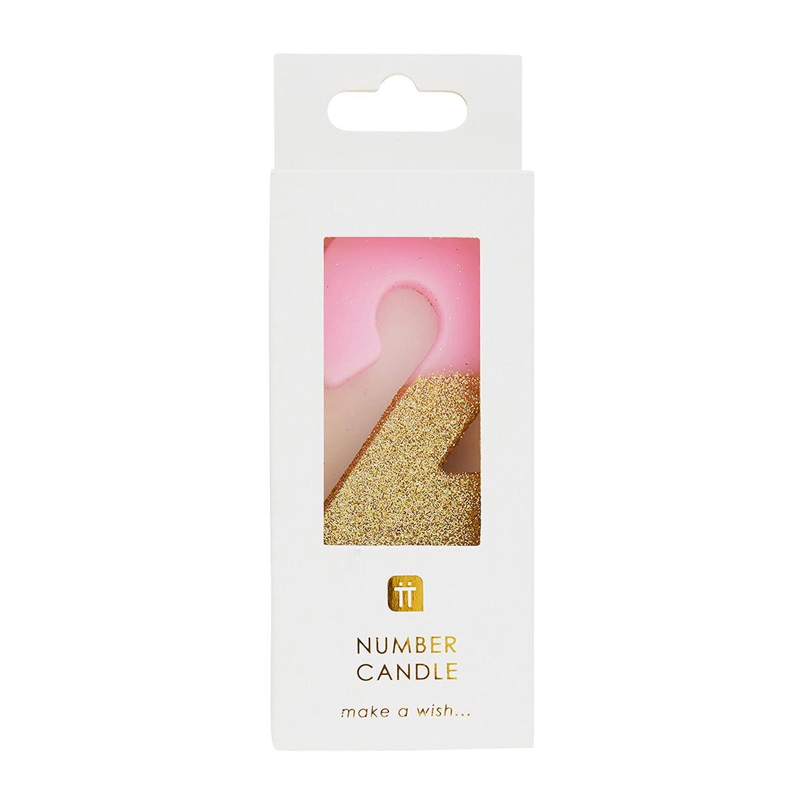 Pink & Gold Glitter Birthday Number Candle - 2