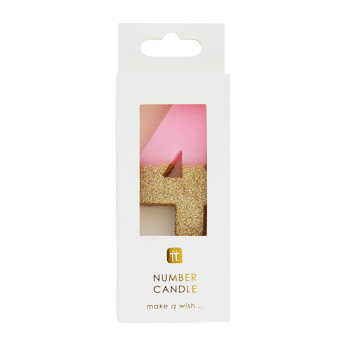 Pink & Gold Glitter Birthday Number Candle - 4